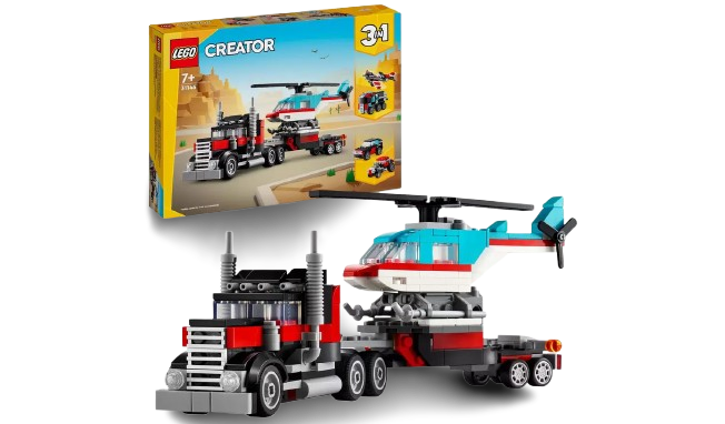 3in1 Flatbed Truck with Helicopter Toy 31146