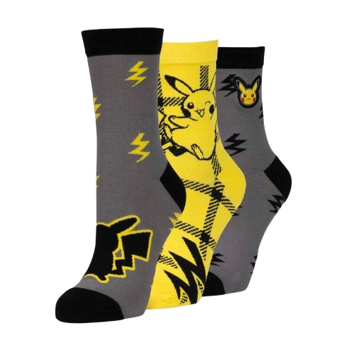 Pikachu Energized Prints Ankle Socks (3 Pairs) (One Size-Adult)