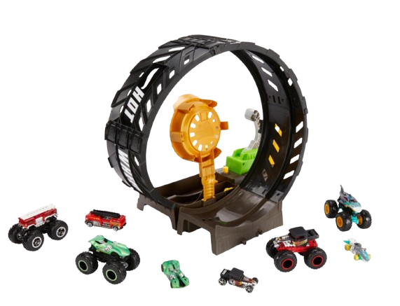 Hot Wheels Monster Trucks Epic Loop Challenge Playset with 8 Die-Cast Cars