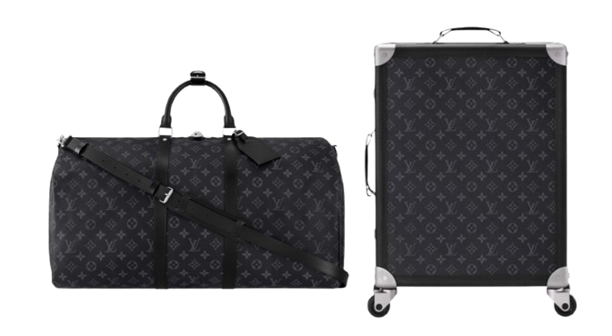 Louis Vuitton Eclipse Luggage Bundle - Keepall Bandoulière 55 + Rolling Trunk