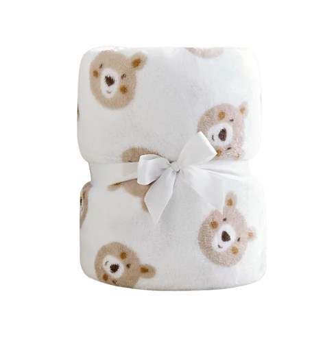 Natural Bear Print Fleece Blanket