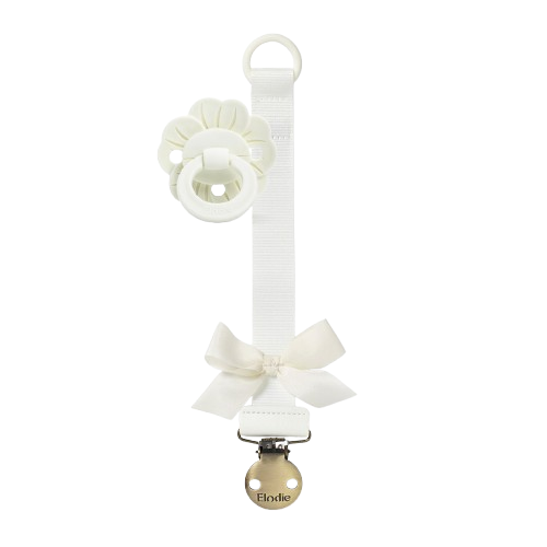Elodie Binky Bloom Soother & Soother Clip Set - Vanilla White