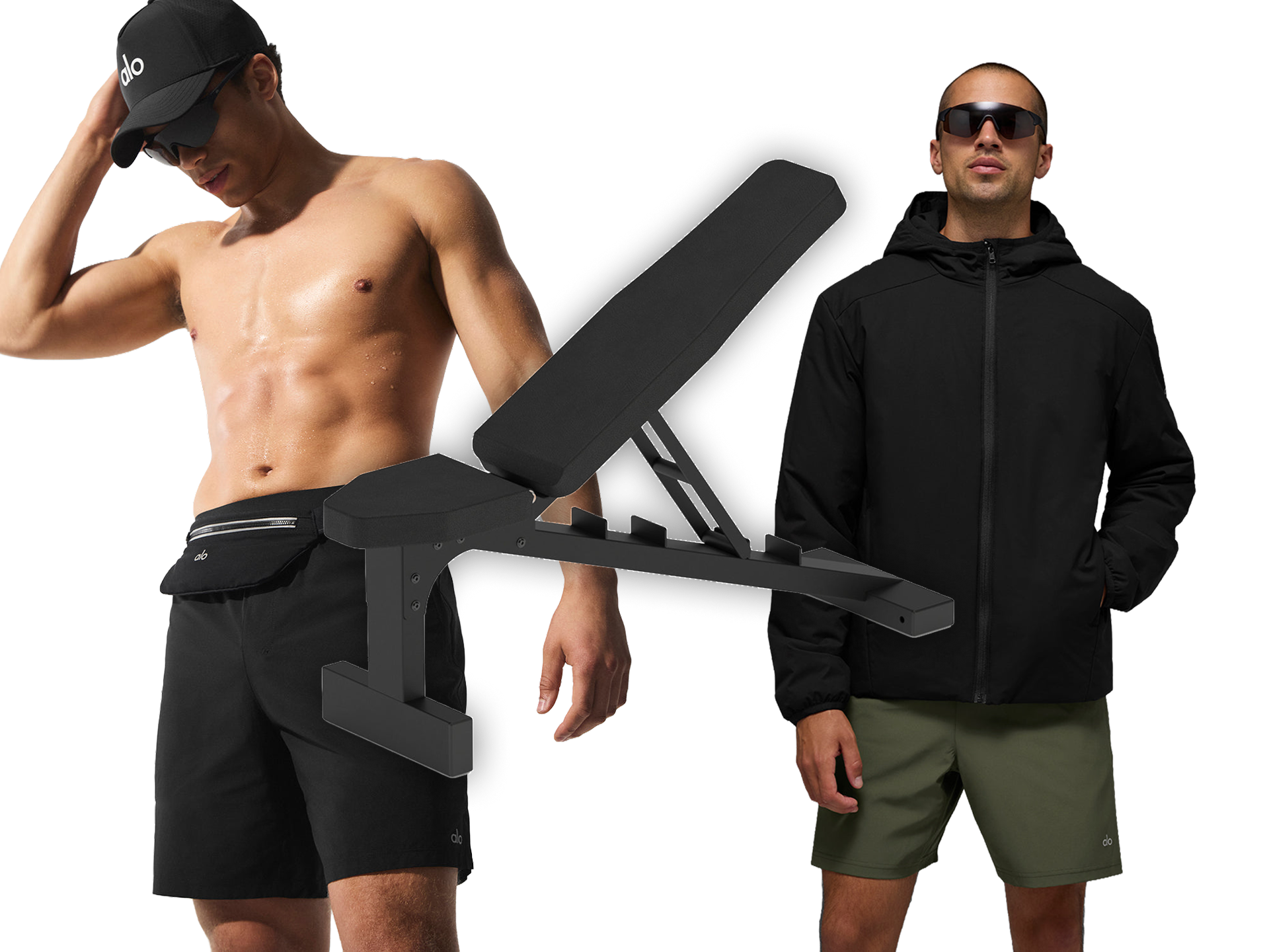 Fitness Bundle - 7" Repetition Shorts + On-The-Go Jacket + Solo Adjustable Weights Bench