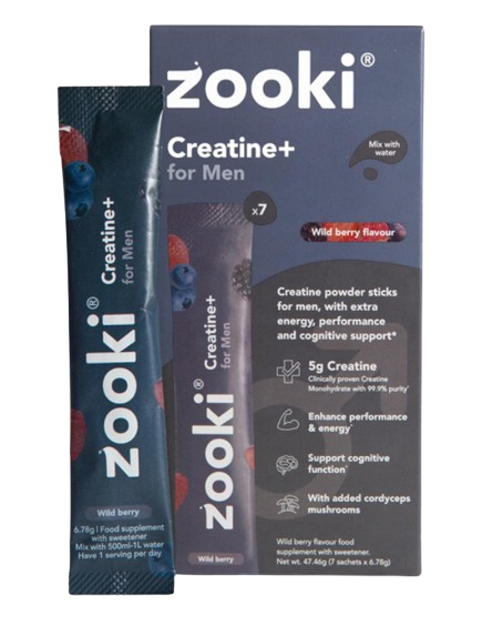 Zooki Creatine+ For Men Powder Wild Berry Flavour 7 Sachets