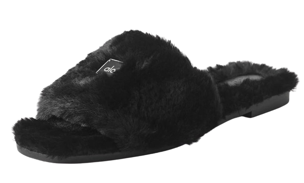 ALO Classico Faux Fur Sandal-Black