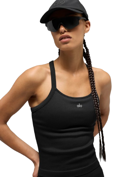 Seamless Ribbed Favorite Full Length Bra Tank-Black