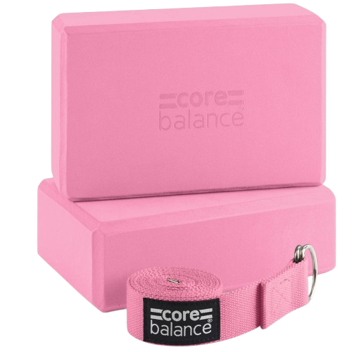 Yoga Blocks Set Of 2 with Adjustable Strap-Pink