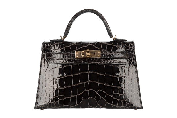 Hermès Mini Kelly Graphite Shiny Alligator Permabrass Hardware
