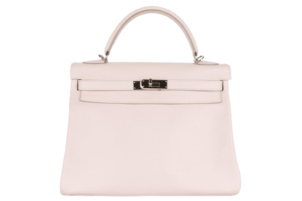 Hermès Kelly 32 Rose Dragee Swift Palladium Hardware - Preloved