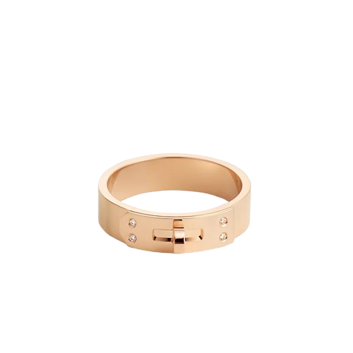 Hermès Kelly Ring Small Model - Rose gold set with 4 diamonds