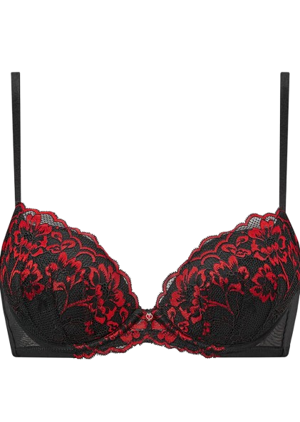 Ann Summers Sexy Lace Padded Plunge Bra - Black/Red