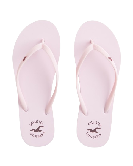 Hollister Rubber Logo Flip Flops - Light Pink