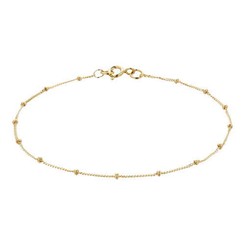 Goldsmiths 9ct Yellow Gold Beaded Chain Bracelet