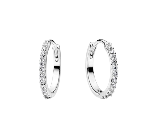 Pandora Sparkling Mini Hoop Earrings - Sterling silver