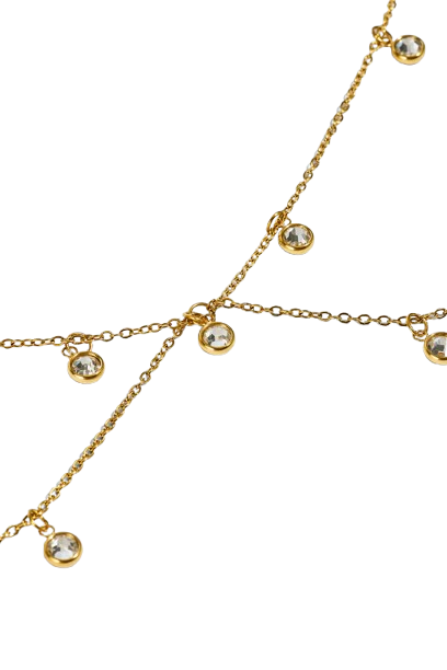 Cernucci Double Layer CZ Droplet Body Chain - 10mm - Gold