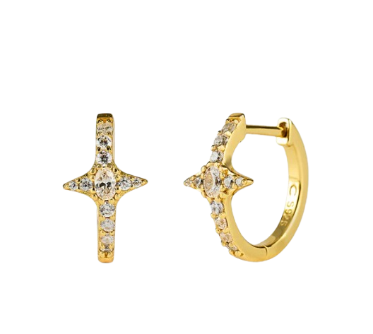 Cernucci Clear Star Hoop Earrings