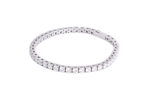 DARKAI Tennis 18ct White Gold-Plated Stainless Steel, Brass And Pavé-Stone Bracelet