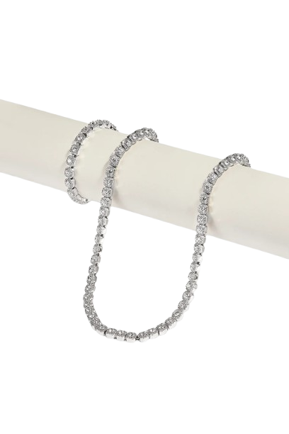 Cernucci Clustered Tennis Bracelet & Chain - 7mm - White