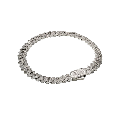 CRAFTD Prong Link Iced Cuban Bracelet (Silver) 8mm