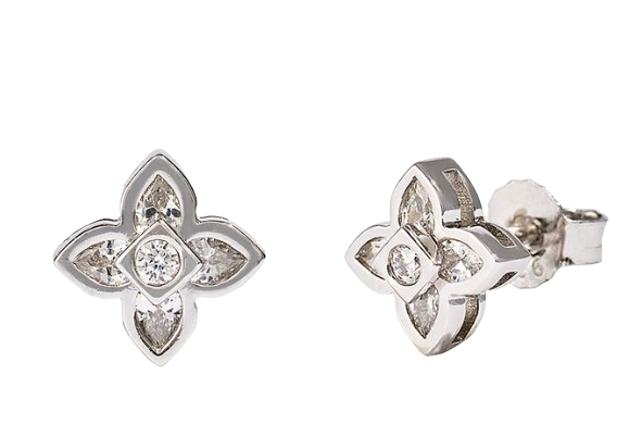 Cernucci Iced Cross Motif Stone Stud Earrings - 8mm