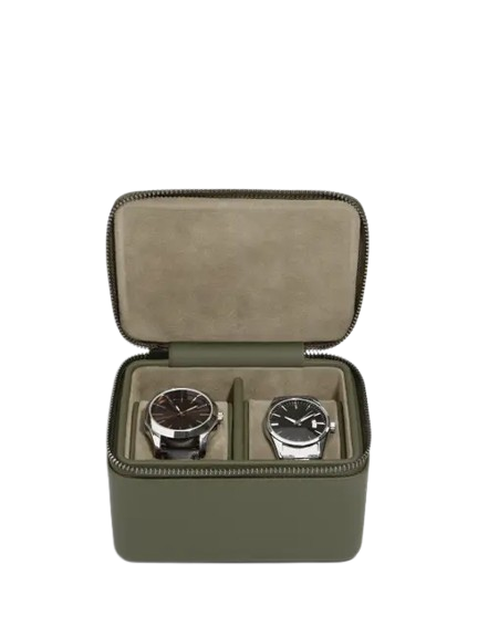 Stackers Zipped Travel Watch Box - Olive Green