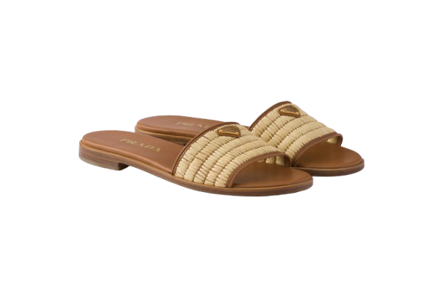 Prada Leather and crochet slides