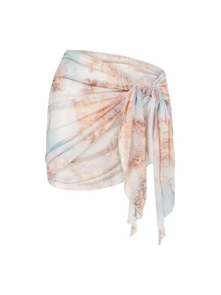 Grace Jacob  Cloud printed Mesh Sarong Skirt