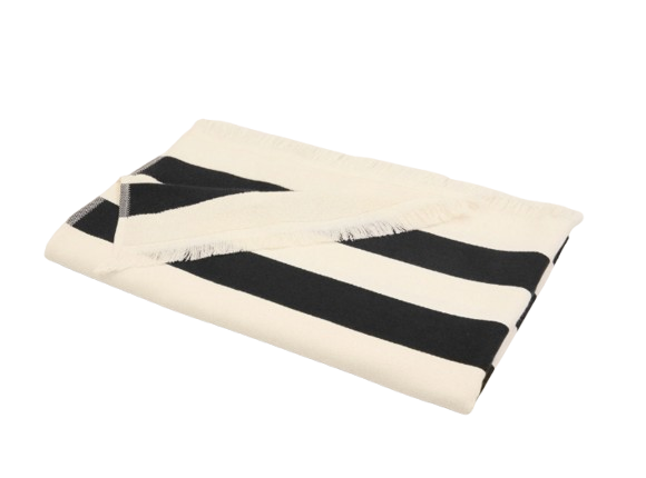 Ami Paris Black Cotton Stripes Beach towel