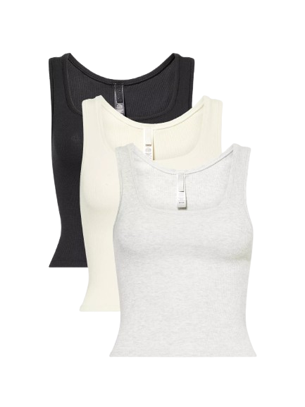 Skims Ribbed Scoop-Neck Pack of Three Cotton-Jersey Tank Tops
