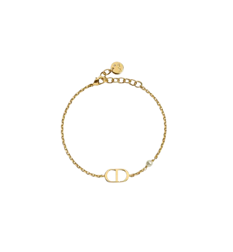 Dior Petit CD Bracelet Gold-Finish Metal and White Resin Pearl