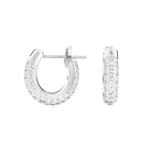 Swarovski Dextera hoop Earrings Pavé, Small, White, Rhodium plated