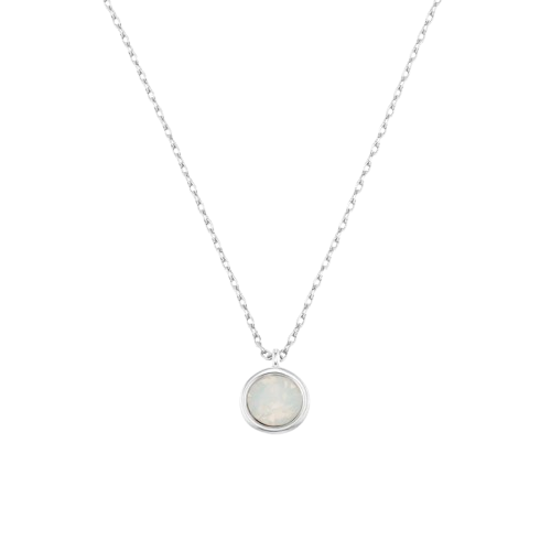 925 Sterling Silver Plated White Opal Necklace Made With Swarovski® Crystals