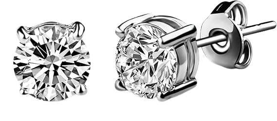Philip Jones Silver Plated Solitaire Crystal Stud Earrings Created with Zircondia® Crystals