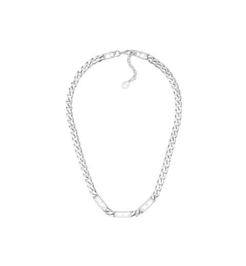 Dior Cannage Chain Link Necklace Silver