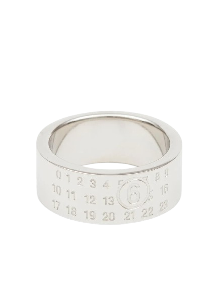 MM6 Maison Margiela Numeric engraved polished ring