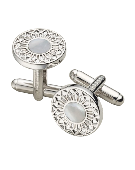 Charles Tyrwhitt Mother of Pearl Round Cufflinks - Silver