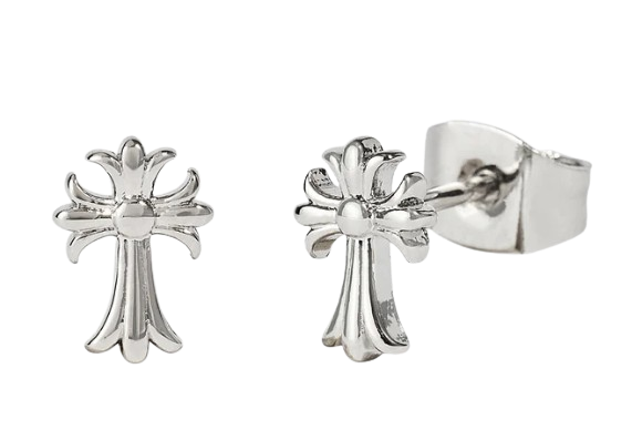 Cernucci Polished Cross Earrings - 8mm - White