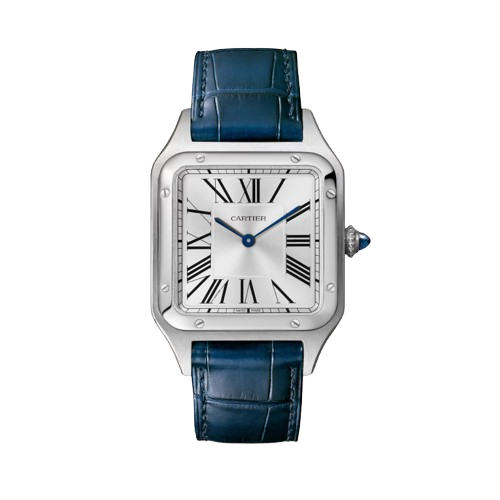 Cartier Santos-Dumont Watch Large Model, Quartz Movement, Steel, Leather WSSA0085