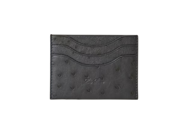 Loro Piana Extra Cardholder Ostrich Leather - Black