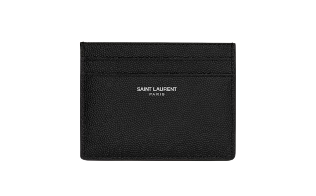 Saint Laurent Paris credit card case in grain de poudre leather BLACK