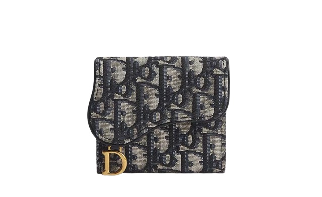 Dior Saddle Lotus Wallet Blue Dior Oblique Jacquard