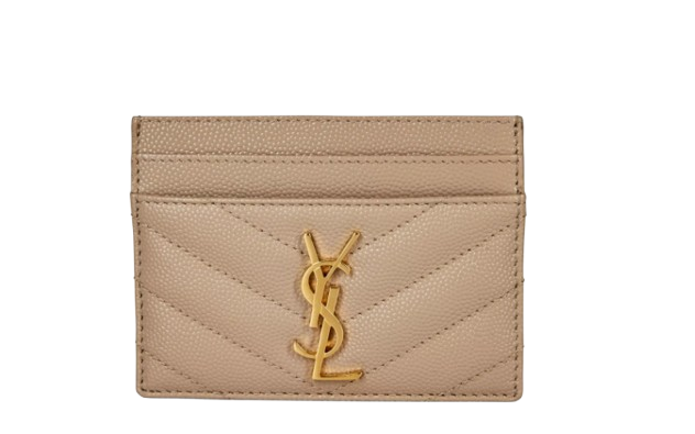 Saint Laurent Cassandre Mattelassé Card Case Dark Beige