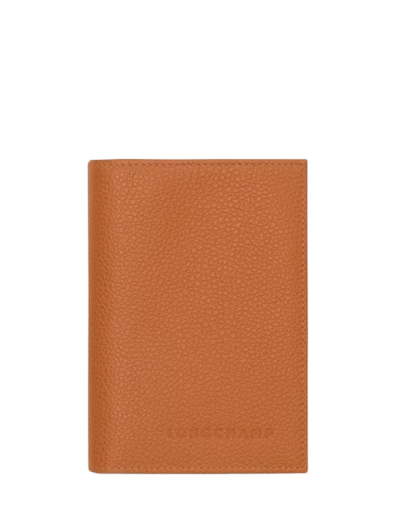 Longchamp Le Foulonné Leather Passport Cover, Amber
