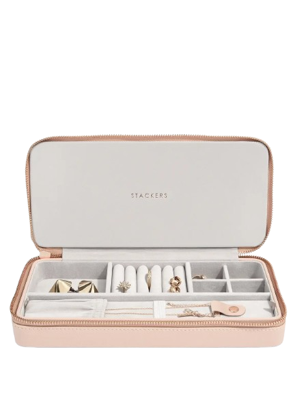 Stackers Sleek Necklace Zipped Travel Jewellery Box - Blush/Rose Gold