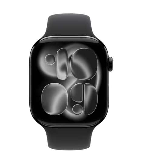 Apple Watch Series 11 GPS + Cellular, 46mm, Aluminium Case, Medium-Large Sport Band, Jet Black/Black