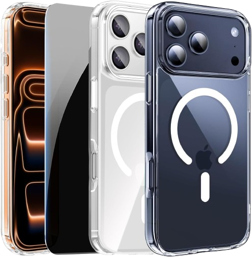 Shockproof Case for iPhone 17 Pro Max Clear with Privacy Screen Protector