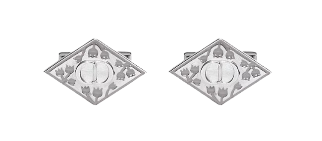 Dior Lily of the Valley Cufflinks Silver and Gray Resin