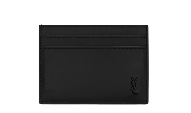 Saint Laurent TINY CASSANDRE card case in matte leather