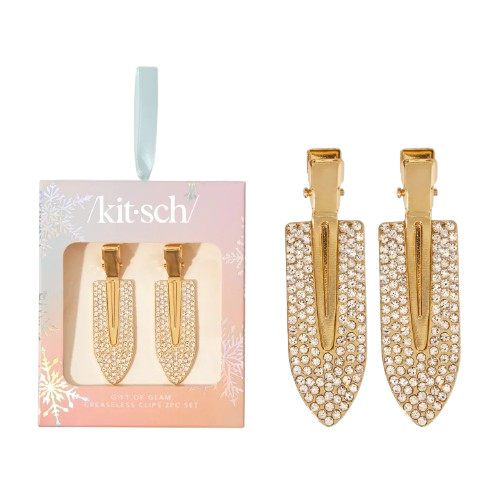 Kitsch Gold Rhinestone Creaseless Clips 2pc set