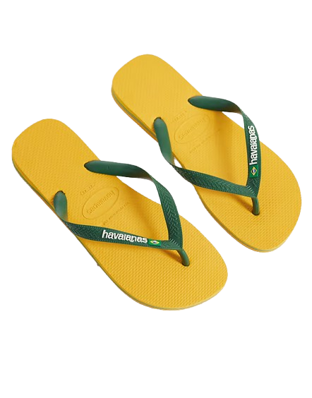 Havaianas Unisex Brazil Logo Flip Flops in Yellow